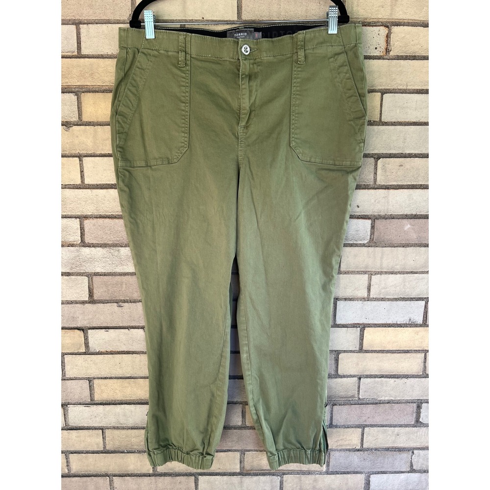 Torrid‎ Olive Green Utility Jogger Pants Size 18R Zip Ankle Elastic Cuff